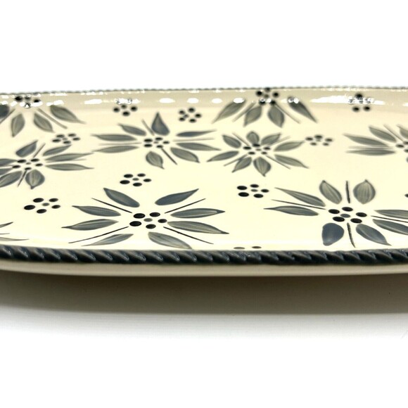 Temptations by Tara Serving Platter Old World Classic Handpainted Cream Floral - Picture 4 of 13